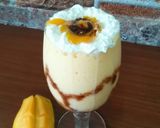 A picture of step 5 of Mango milk shake with chocolate and nuts.