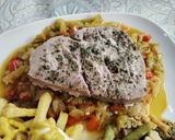 Foto del paso 1 de la receta: Atún al Vapor con Fritada de Pimientos Rojos y Verdes Thermomix