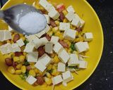 A picture of step 3 of Corn honey masala chat.