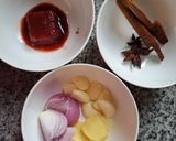 A picture of step 2 of PorkRibs and Lotus Roots with Red fermented sauce.