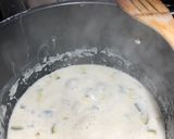 A picture of step 7 of Coosa b’laban (zucchini and yogurt).