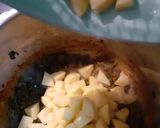 A picture of step 2 of Alu meethi (fenugreek leaves).
