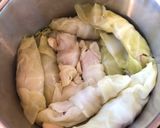 A picture of step 4 of Malfouf Mehcheh - stuffed cabbage rolls.