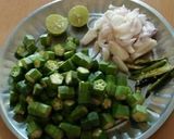 A picture of step 1 of Okra Masala(Bhindi).
