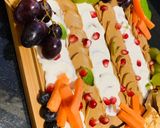 A picture of step 6 of Peanut Butter Board with cream cheese & pancakes.