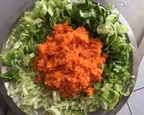 Une image de l'étape 2 de Salade d été tomates farcies jambon feta menthe lit de laitue et carottes râpées.