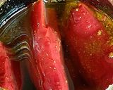 A picture of step 1 of Bharwa lal mirch ka achar.