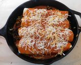 A picture of step 5 of Mexican Enchilada With black bean, cheese, black olives and etc. Stuffing.