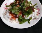 A picture of step 4 of Falahari Aalu Tikki Dahi Chaat.