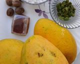 A picture of step 1 of Mango Shrikhand.