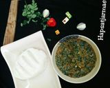 A picture of step 5 of Shallow rice(tuwon shinkafa) with moringa soup.
