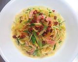A picture of step 9 of Spaghetti Aglio e Olio Peperoncino with Cucumber and Celery.