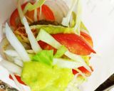 A picture of step 11 of Semolina Avocado cake  veg burger with dal tikki  and stick.