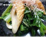 A picture of step 4 of Farmhouse Recipe - Komatsuna Greens and Chikuwa Simmered in a Light Broth.