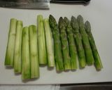 A picture of step 1 of Tsukune-style Chicken Patties with Asparagus.