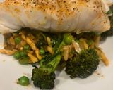 A picture of step 5 of Quick smokey cod, greens and orzo.