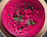 A picture of step 5 of Beet Hummus.