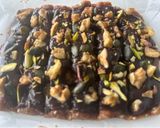 A picture of step 6 of No Bake Dessert-Brownie -Fudge🍫🍩Guilt Free Chocolate Nuts Bars😋.
