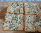 A picture of step 3 of Garlic Brown Bread with peri peri masala Dominos style sticks.
