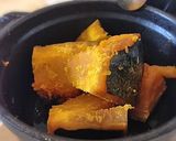 A picture of step 12 of Simmered Kabocha Squash in a Staub Cocotte.
