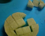 A picture of step 2 of Kkakdugi (Cubed Radish Kimchi).