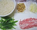 A picture of step 1 of Somen Noodles Chijimi with Pork and Walnut.
