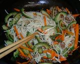 A picture of step 5 of Goya Champuruu - Okinawan Bitter Melon Stir-Fry with Somen Noodles.