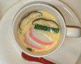 A picture of step 6 of Chawan-mushi (Steamed Egg Custard) in the Microwave.