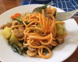 Foto langkah ke 11 dari resep Mie Gomak a.k.a Spaghetti Batak.
