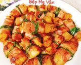 Hình bước làm 5 của món Ba rọi xông khói cuộn đậu hủ và phi lê cá basa chiên