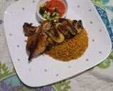 Gambar langkah 9 resipi Jollof Rice with Fried Chicken & Plantain.