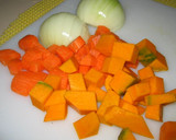 A picture of step 1 of Creamy Kabocha Squash Chowder.