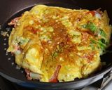 Foto langkah ke 4 dari resep 4 T dadar(telur tomat) dan sayur sawi hijau.