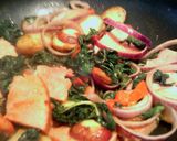 A picture of step 3 of sunshine 's kale and ham saute.