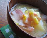 A picture of step 5 of Buttered Potato and Corn Miso Soup.
