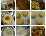 A picture of step 3 of Fried Sambhar Rice Balls with stuffed Concasse Sauce.