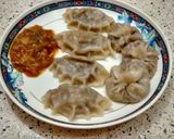 A picture of step 7 of Steamed veg Dumplings with spicy tomato chutney.