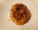 A picture of step 4 of Linguine con ragú di polpo e porcini.