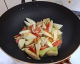 家常菜料理-香煎鴻喜菇絲瓜番茄的食譜步驟4照片
