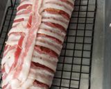 A picture of step 2 of Teriyaki Bacon wrapped pork loin.