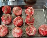 A picture of step 3 of Meat-Wrapped Temari Pinchos.