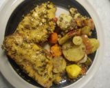 A picture of step 8 of Cheesy Spicy Chicken with stuffing.