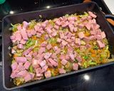 A picture of step 4 of Farfalle Casserole with Ham and Vegetables.