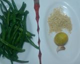 A picture of step 1 of Beans in toasted sesame and lemon juice.
