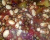 A picture of step 7 of Sig's Bean and Lentil Stew with griddled and stuffed Tenderloin.