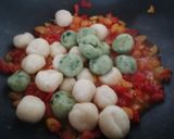 A picture of step 8 of Two-Color Ricotta Gnocchi with Cherry Tomatoes.