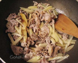 A picture of step 7 of Pork, Chinese Chives, and Potato Summer Curry Stir-Fry.