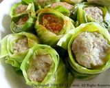 A picture of step 3 of Shumai Wrapped in Cabbage.