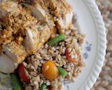 A picture of step 4 of Chicken Breasts Stuffed with Herbed Goat Cheese and Piccolo Farroto with Tomatoes and Romano Bean Salad.
