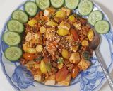รูปขั้นตอนการทำที่ 2 ของ ข้าวผัดกิมจิแปะก๊วยเต้าหู้อ่อน (ผัดน้ำ) vegan